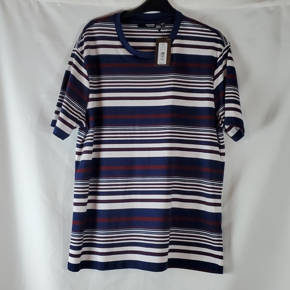 Short sleeve men's striped crew neck tee by Murano liquid luxury in size Large - Picture 1 of 6